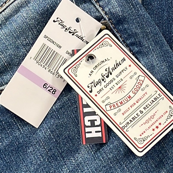 NWT Flag & Anthem 6, 28 High Rise Skinny Ankle Cotton Blend Blue Denim Jeans - Picture 3 of 15